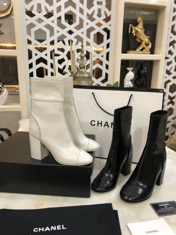 Boot chanel* cổ lỡ da bò gót to cao 5,5cm và 9cm