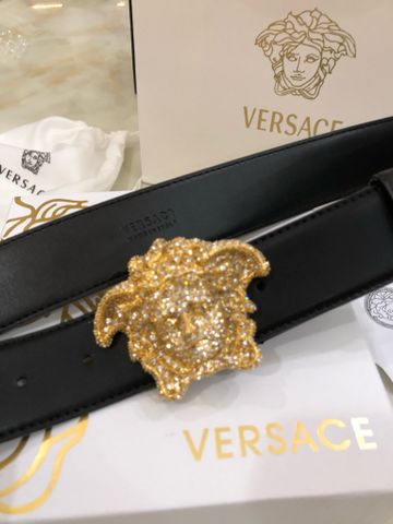 Belt nam VERSACE* dây da bò mặt logo nạm full đá