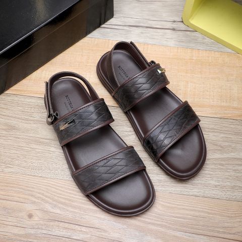 Sandal nam Bottega* Veneta* quai da bò vân đẹp cao cấp màu nâu và đen