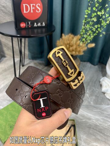 Belt nam GUCCI* bản 3,8cm dây da bò dập hoạ tiết