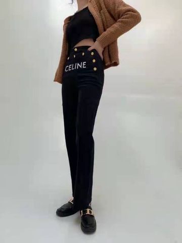 Quần jeans nữ ce*line* in chữ khuy vàng đẹp