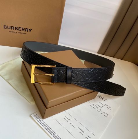 Belt nam nữ BURBERRY* bản 3,5cm dây da bò dập nổi hoạ tiết Logo
