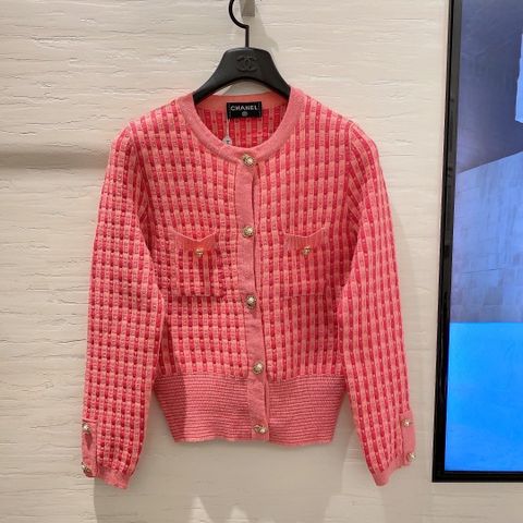 Áo khoác len nữ chanel* hoạ tiết sọc hồng đẹp sang