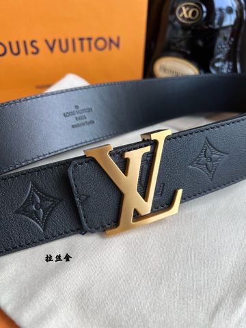 Belt nam LV* bản 4cm dây da bò dập hoạ tiết Monogram