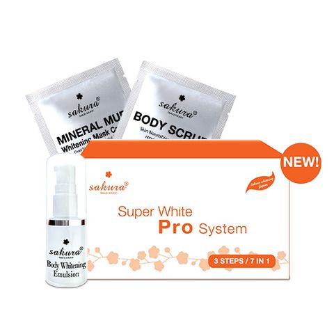  Bộ kem tắm trắng cao cấp Sakura Super White Pro System 7 in 1 