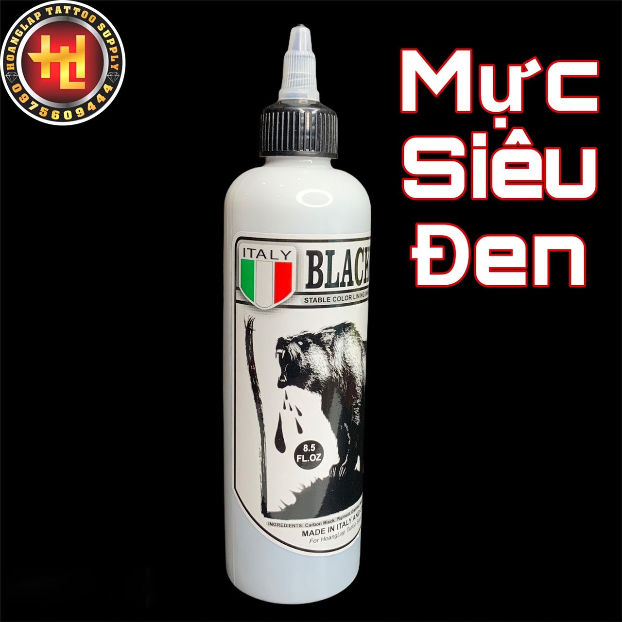 mực xăm đen siêu đen BLACK BEAR ( 250ml )