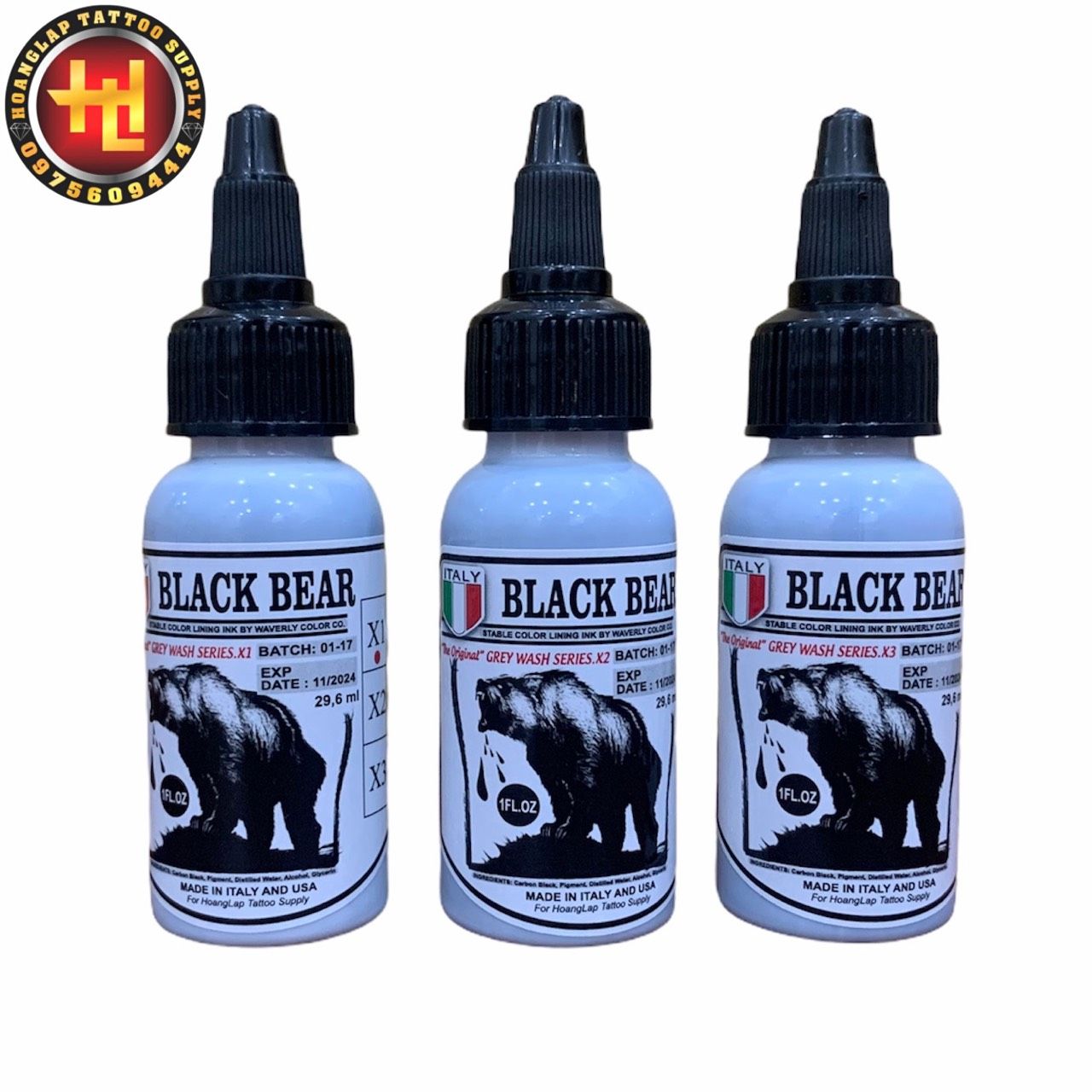 Mực Black Bear Xám Trắng ( 3 lọ 30ml )