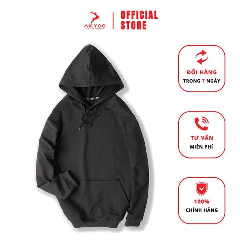 Áo Hoodie Đen Trơn 2 Lớp Nỉ Da Cá Siêu Ấm Bigsize- AN B7