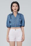 Áo Sơ Mi Xếp Ly Lưng Thun. Pleated Crop Top - 121WD1031F1930