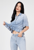 Áo Sơ Mi Lửng Vạt Bèo Nhún Ngắn Tay. Pleated Croptop Shirt - 121WD2033F1910