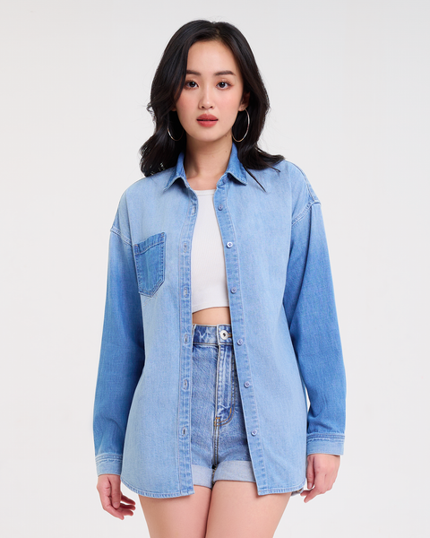 Áo Sơ Mi Nữ Phối Màu Dáng Rộng. Colored Block Oversize Shirt - 122WD1034F1930