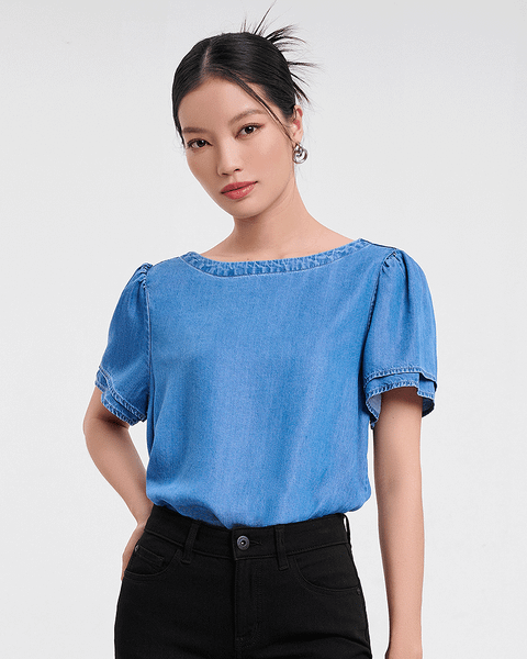 Áo Kiểu Nữ Tay Bèo Tencel. Frill Detail Tencel Shirt - 122WD2013F3930