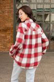 Áo Sơ Mi Nữ Caro Đỏ Sọc Lớn Dáng Oversize - Women's Oversized Red Caro Shirt with Wide Stripes. 123WN1034B2650