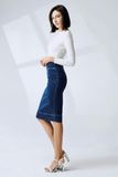 Chân Váy denim dáng bút chì, dây kéo trước. Zip front Denim Skirt - 220WD1112F1980