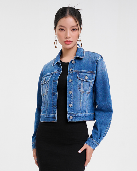 Áo Khoác Denim Nữ Dáng Rộng. Aquamarine Blue Type III Denim Jacket - 221WD1044B2950