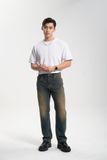 Quần Jeans Nam Dáng Relaxed Wash Màu Vàng Dirty. Dirty Yellow Relaxed Wash Men's Jeans - 123MD3080F2950