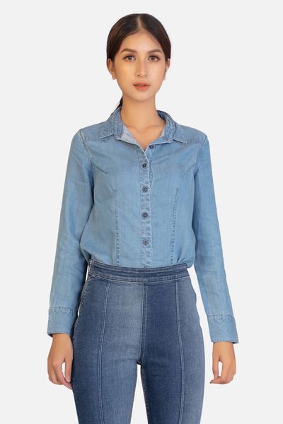 Áo sơ mi denim nữ dáng rộng - 319WD2034B3910