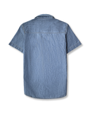 Áo Sơ Mi Nam Dáng Rộng Ngắn Tay. Men's Wide Fit Short-Sleeve Shirt in Blue 220MD4033B2950