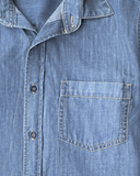Áo Sơ Mi Nam Dáng Rộng Ngắn Tay. Men's Wide Fit Short-Sleeve Shirt in Blue 220MD4033B2950