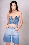 Áo Bra Nữ Cách Điệu Cánh Hoa Màu Xanh Sáng. Bright Blue Petal Style Women's Bra - 223WD1017F2930