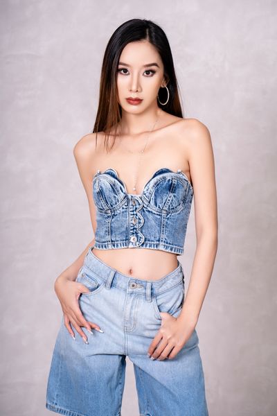 Áo Bra Nữ Cách Điệu Cánh Hoa Màu Xanh Sáng. Bright Blue Petal Style Women's Bra - 223WD1017F2930