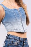 Áo Denim Nữ Kiểu Bra Màu Xanh Sáng. Light  Blue Bra Style Women's Denim Shirt - 222WD1015F1930