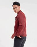 Áo Khoác Denim Nam Dáng Rộng Màu Đỏ Rượu Vang. Burgundy Type III Denim Jacket - 122MD3044F2650