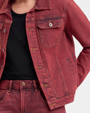 Áo Khoác Denim Nam Dáng Rộng Màu Đỏ Rượu Vang. Burgundy Type III Denim Jacket - 122MD3044F2650