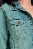 Áo Khoác Denim Nữ Dáng Rộng Dài Tay Nhuộm Xanh. Wide Fit Long Sleeve Denim Jacket in Blue Wash - 122WD1044F3350
