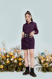 Áo Sơ Mi Nữ Dáng Vừa Nhuộm Phun Màu Tím - Women's Regular Fit Purple Shirt With Dyed Scarf Tie. 123WD1039F1570