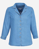 Áo Sơ Mi Tencel Nữ Màu Xanh Baby Dáng Rộng. Baby Blue Tencel Classic Shirt - 121WD2034F2910