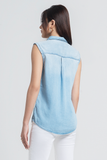 Áo Sơ Mi Tencel Không Tay. Baby Blue Tencel Sleeveless Shirt - 121WD2036B1930