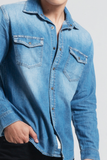 Áo Sơ Mi Nam Denim Dáng Suông Rộng. Faded Denim Shirt - 121MD4034F6930