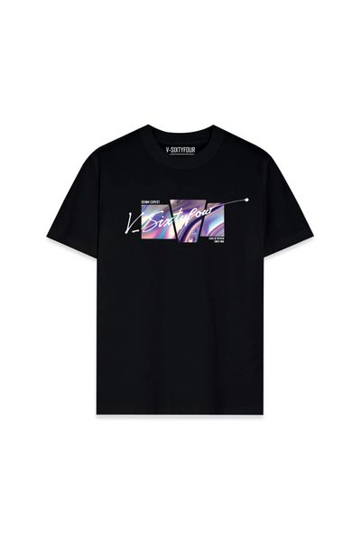 Áo Thun Nam Dáng Oversize Họa Tiết Hologram Màu Đen. Men's Oversize T-Shirt With Hologram Pattern In Black - 124MN3023F1001