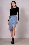 Chân Váy Jeans Nữ Dáng Bút Chì Xẻ Tà. Women's Pencil Split Jeans Skirt - 223WD2116F2930