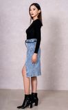 Chân Váy Jeans Nữ Dáng Bút Chì Xẻ Tà. Women's Pencil Split Jeans Skirt - 223WD2116F2930