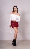 Chân Váy Nữ Ngắn Phủ Màu Đỏ Giả Da. Women's Short Skirt Covered in Colorful Faux Leather - 223WD1114B2670