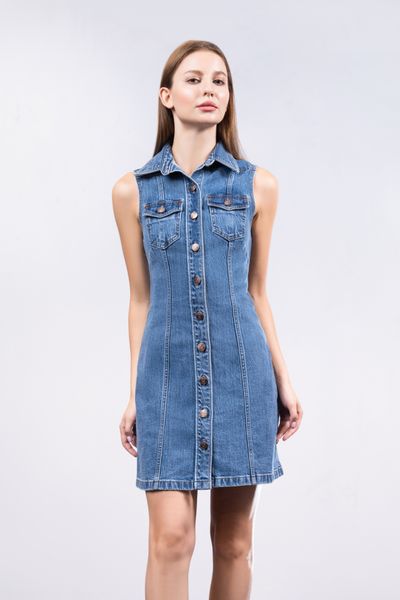 Đầm Nữ Dáng Suông Màu Xanh Nhạt. Women's Med Blue Straight Dress - 123WD1124B1970