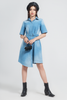 Đầm Denim Nữ Dáng Rộng, Lệch Lai. Belted Denim Dress - 121WD1125A1930