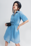 Đầm Denim Nữ Dáng Rộng, Lệch Lai. Belted Denim Dress - 121WD1125A1930