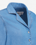 Áo Sơ Mi Tencel Nữ Màu Xanh Baby Dáng Rộng. Baby Blue Tencel Classic Shirt - 121WD2034F2910