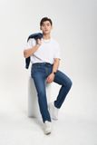 Quần Jeans Nam Dáng SlimFit Màu Med Blue. Men's SlimFit Jeans in Med Blue - 123MD3082B1950