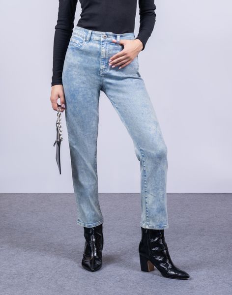 Quần Jeans Nữ Dáng Straight Nhuộm Màu Xanh Mint. Mint Green Dyed Straight Women's Jeans - 222WN1083F1330