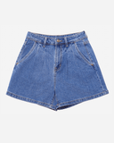 Quần Short Nữ Cạp Cao Ống Rộng. Pleated Straight Denim Shorts - 122WD2103B2950