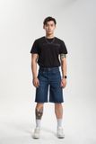 Quần Shorts Jeans Nam Dáng Rộng Màu Xanh Đậm.  Dark Blue Men's Jeans Shorts - 123MD4103B1990