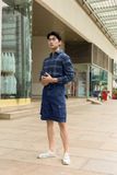 Quần Shorts Nam Túi Hộp Màu Xanh Đậm. Ocean Blue Cargo Denim Shorts - 222MD3103F1950