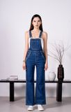 Quần Yếm Dài Ống Rộng Màu Xanh Đậm. Dark Blue Wide Leg Overalls - 223WD1133F1950