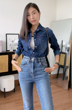 Quần Jeans Nữ Ống Loe Med Blue. Med Blue Women's Flared Jeans -  123WD1084B1950