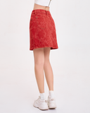 Chân Váy Chữ A Denim Scarlet Floral. Scarlet Floral Laser Denim Skirt - 122WN1111A1630