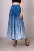 Váy Denim Dáng Xòe Dài Laser Họa Tiết Nước. Laser Long Flare Denim Skirt with Water Pattern - 223WD2115F2930